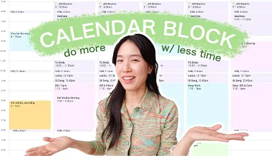 YouTube thumbnail for Rowena Tsai video on calendar organization.