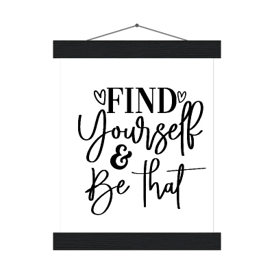 Matte poster wall art with quote, "Find yourself & be that."